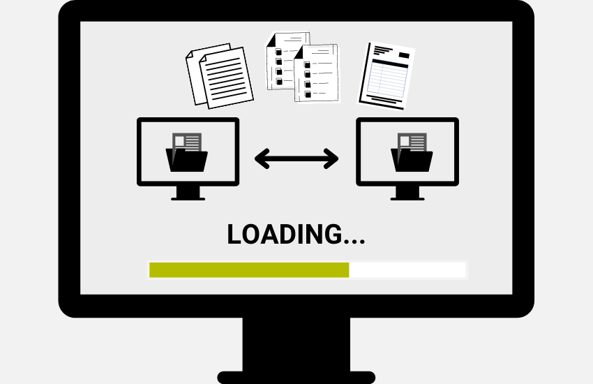 En PC-skjerm som viser import av digitale arkiv.